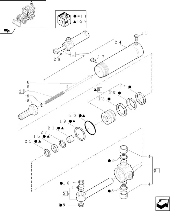 87424838 - поршень штока гидроцилиндра в сборе с уплотнительными кольцами